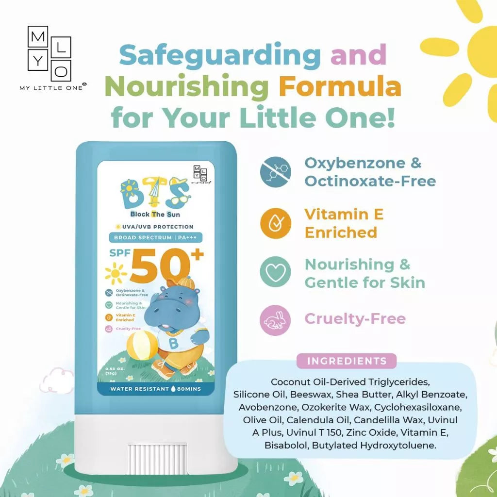 Mylo Bts Kids Sunscreen Stick Sunblock Lotion - Spf50+, Uva Uvb, 80Min Water Resistant, Paraben Free