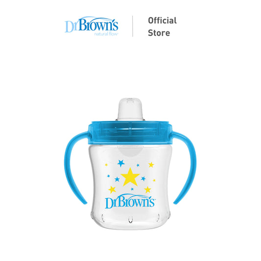 Dr.Brown's 6oz/180ml Soft-Spout Transition Baby Cup W/ Handles (Stage 1 for 6m+) - Blue