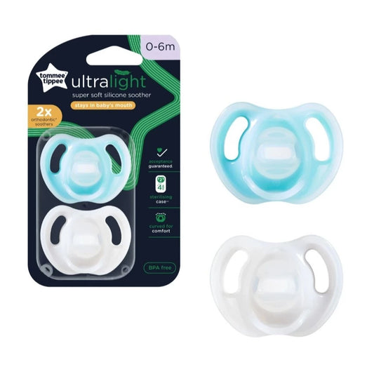Tommee Tippee Ultra Light Soother Silicone 0-6M, 2 Packs