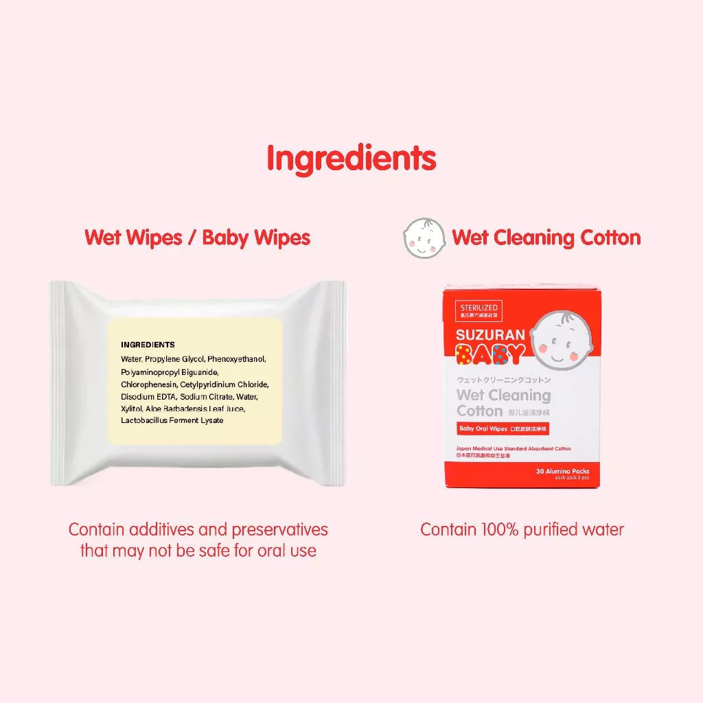 Suzuran Baby Wet Cleaning Cotton 30 sachets (60pcs)