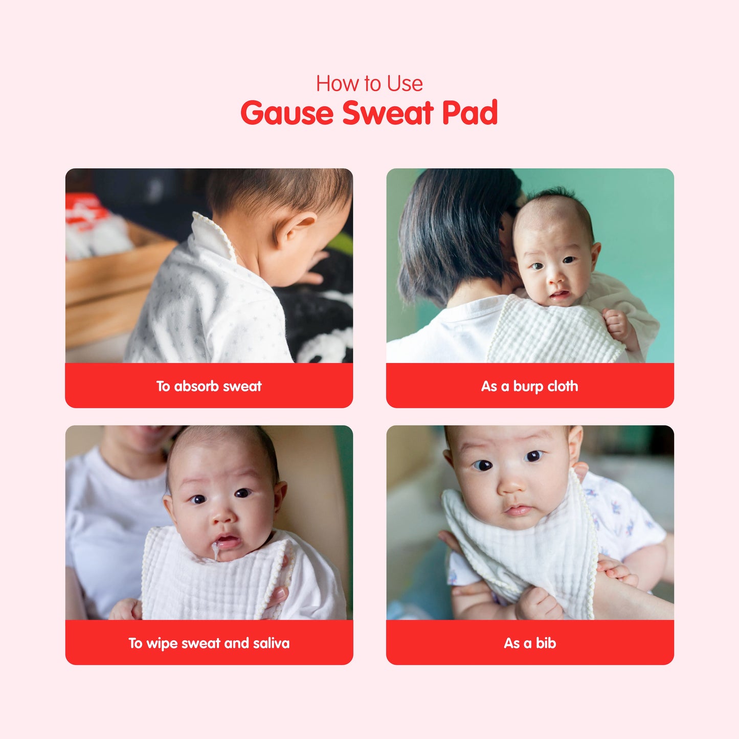 Suzuran Baby Gauze Sweat Pad 3pcs